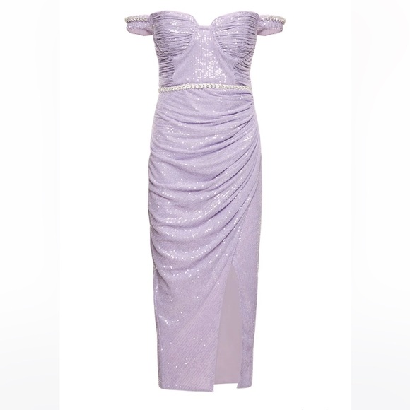 Self-Portrait sequin-embellished off-shoulder midi dress - Picture 6 of 11